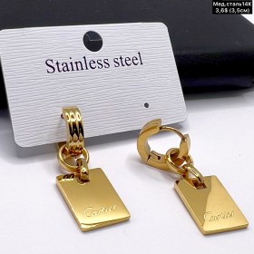 Сережки мед.сталь14К 10650 ( 3.5 см.) 